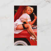 ヴィンテージレトロカー整備士ピンナップガール 名刺 (裏面)