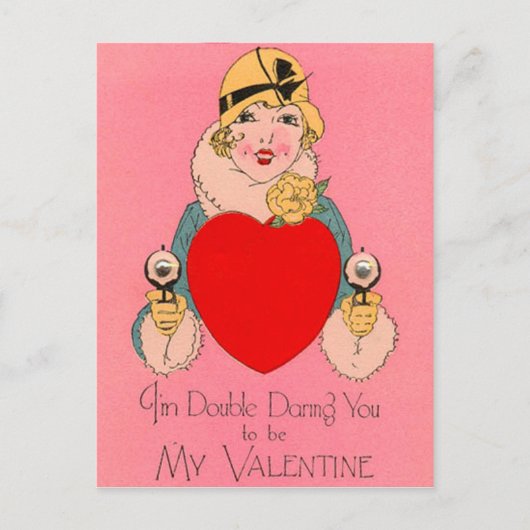 ヴィンテージレトロガングスターバレンタインカード シーズンポストカード (正面)