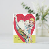 ヴィンテージレトロガールとナイフバレンタインカード シーズンポストカード (スタンド正面)