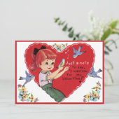 ヴィンテージレトロガールウィズブルーバードカスタムズバレンタイン シーズンカード (スタンド正面)