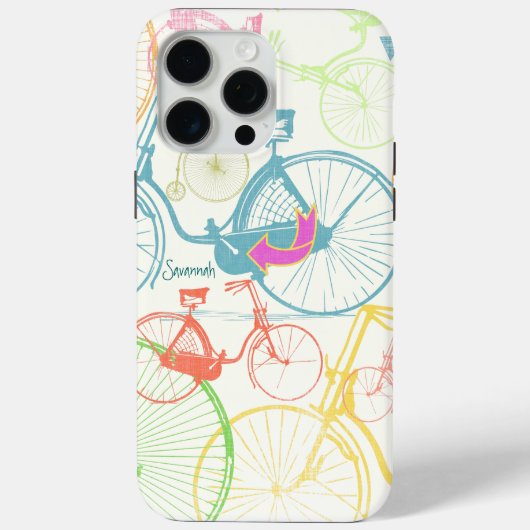 ヴィンテージレトロガールカラフル自転車パターン Case-Mate iPhoneケース (裏面)