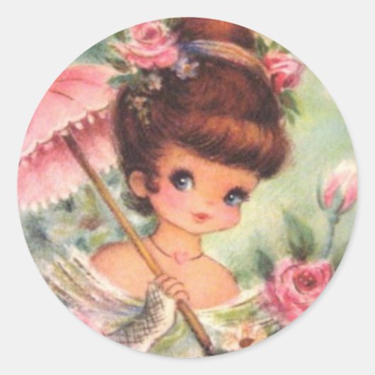 ヴィンテージレトロガールフローラ ラウンドシール (正面)