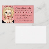 ヴィンテージレトロガールヘッド花瓶赤い唇の爪 名刺 (正面/裏面)