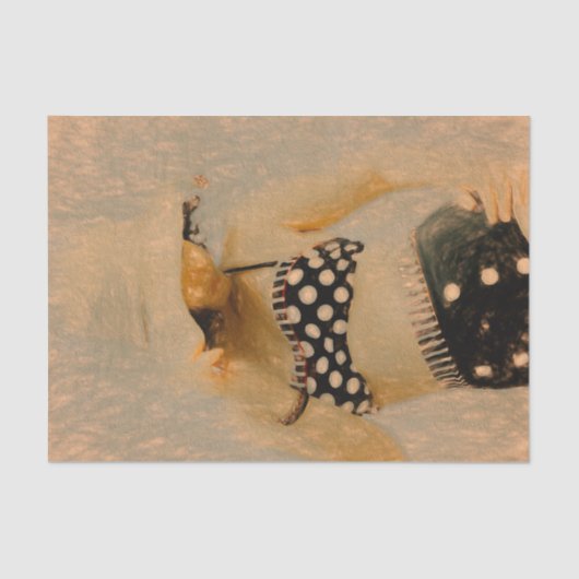 ヴィンテージレトロガール水玉模様ビキニスケッチアート 薄葉紙 (正面)