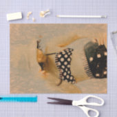 ヴィンテージレトロガール水玉模様ビキニスケッチアート 薄葉紙 (クラフト)