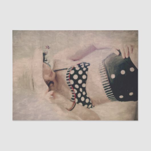 ヴィンテージレトロガール水玉模様ビキニティッシュペーパー 薄葉紙 (正面)