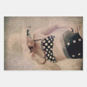 ヴィンテージレトロガール水玉模様ビキニ ラッピングペーパーシート (正面3)