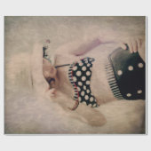 ヴィンテージレトロガール水玉模様ビキニ ラッピングペーパー (フラット)