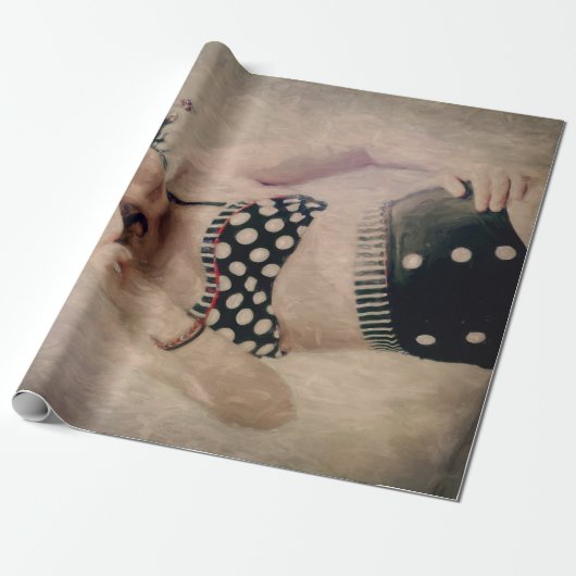 ヴィンテージレトロガール水玉模様ビキニ ラッピングペーパー (アンロールド)