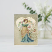ヴィンテージレトロガール&キューピッドバレンタインカード シーズンポストカード (スタンド正面)