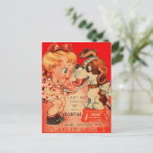 ヴィンテージレトロガール&パピーバレンタインカード シーズンポストカード (スタンド正面)