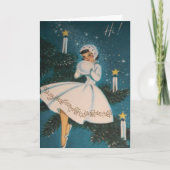 ヴィンテージレトロガールinホワイトクリスマス シーズンカード (正面)