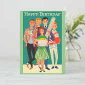 ヴィンテージレトロキッズケーキハッピーバースデー シーズンカード (スタンド正面)