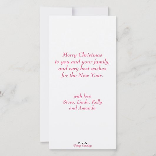 ヴィンテージレトロキッズスレディングカスタムクリスマス シーズンカード (裏面)