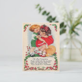 ヴィンテージレトロキッズハグハートバレンタインカード シーズンポストカード (スタンド正面)