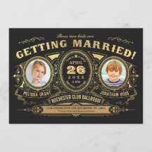 ヴィンテージレトロキッズフォト結婚式招待状フォイル