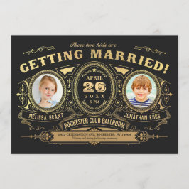 ヴィンテージレトロキッズフォト結婚式招待状フォイル 招待状