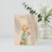 ヴィンテージレトロキッズホリデークリスマスハガキ シーズンポストカード (スタンド正面)