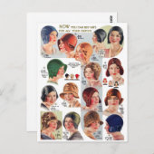 ヴィンテージレトロキッチュ女性20s女性帽子Ad ポストカード (正面/裏面)