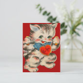 ヴィンテージレトロキッチンバレンタインカード付ハート シーズンポストカード (スタンド正面)