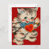 ヴィンテージレトロキッチンバレンタインカード付ハート シーズンポストカード (正面/裏面)