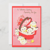 ヴィンテージレトロキッテン50sスイートピンクバレンタイン シーズンカード (正面)