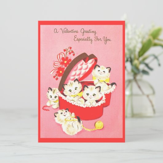 ヴィンテージレトロキッテン50sスイートピンクバレンタイン シーズンカード (スタンド正面)