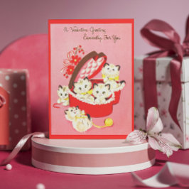 ヴィンテージレトロキッテン50sスイートピンクバレンタイン シーズンカード