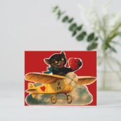 ヴィンテージレトロキットイン飛行機バレンタイン シーズンポストカード (スタンド正面)