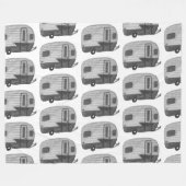 ヴィンテージレトロキャンパートレーラー水彩パターン フリースブランケット (正面(横))