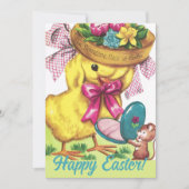 ヴィンテージレトロキュートイースターボンネットシックカスタムホテル シーズンカード (正面)