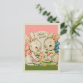 ヴィンテージレトロキュートBunnies with Eggs Easter シーズンポストカード (スタンド正面)