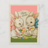ヴィンテージレトロキュートBunnies with Eggs Easter シーズンポストカード (正面)