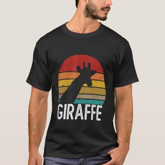 ヴィンテージレトロキリンSunset 70s 80s 90s Giraffe P Tシャツ (正面)