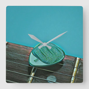 ヴィンテージレトロギターアートワーク（ギタリスト） スクエア壁時計