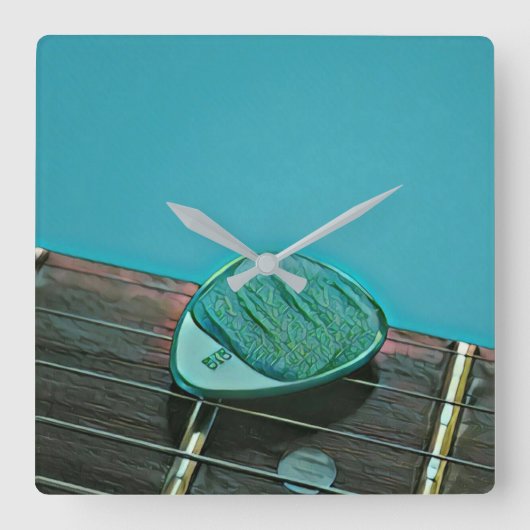 ヴィンテージレトロギターアートワーク（ギタリスト） スクエア壁時計 (正面)