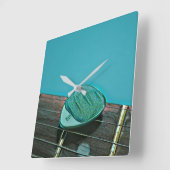 ヴィンテージレトロギターアートワーク（ギタリスト） スクエア壁時計 (傾斜)