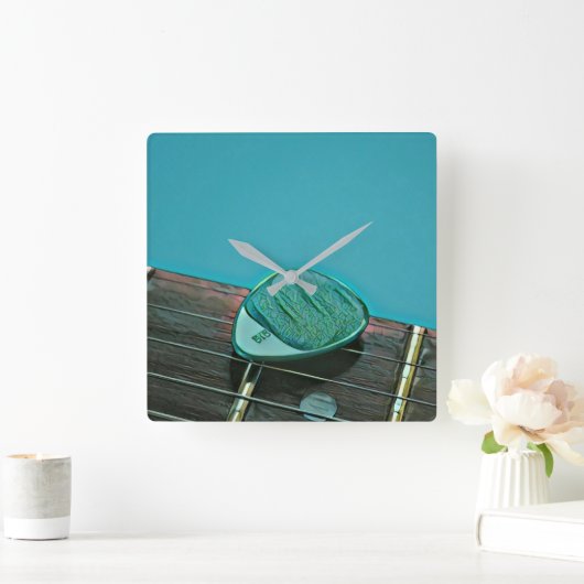 ヴィンテージレトロギターアートワーク（ギタリスト） スクエア壁時計 (ホーム)