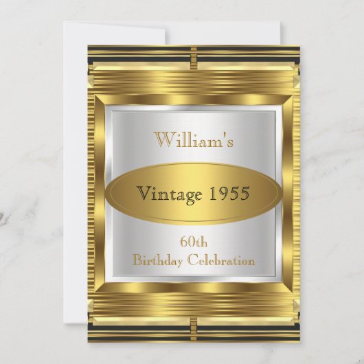 ヴィンテージレトロギャツビーデコ60thバースデーパーティー 招待状 (正面)
