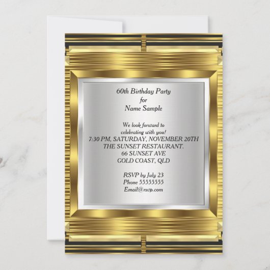 ヴィンテージレトロギャツビーデコ60thバースデーパーティー 招待状 (裏面)