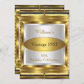 ヴィンテージレトロギャツビーデコ60thバースデーパーティー 招待状 (正面/裏面)