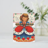 ヴィンテージレトロクイーンオブハート誕生日 ポストカード (スタンド正面)