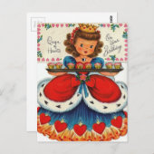 ヴィンテージレトロクイーンオブハート誕生日 ポストカード (正面/裏面)