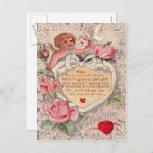 ヴィンテージレトロクビクトリアンピッドバラバレンタインカード シーズンポストカード (正面/裏面)