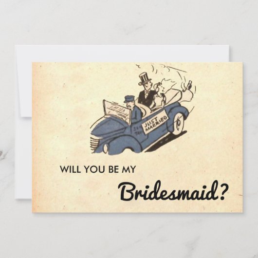 ヴィンテージレトロクラシックカップル旧花嫁メイドカード 招待状 (正面)