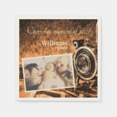 ヴィンテージレトロクラシックカメラ素朴カスタムな家族 スタンダードカクテルナプキン (正面)