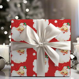ヴィンテージレトロクラシックサンタクリスマス ラッピングペーパー