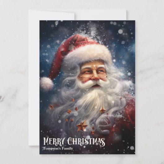 ヴィンテージレトロクラシックサンタクロースと雪 シーズンカード (正面)