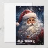 ヴィンテージレトロクラシックサンタクロースと雪 シーズンカード (正面/裏面)