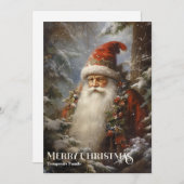 ヴィンテージレトロクラシックサンタクロースの森 シーズンカード (正面/裏面)